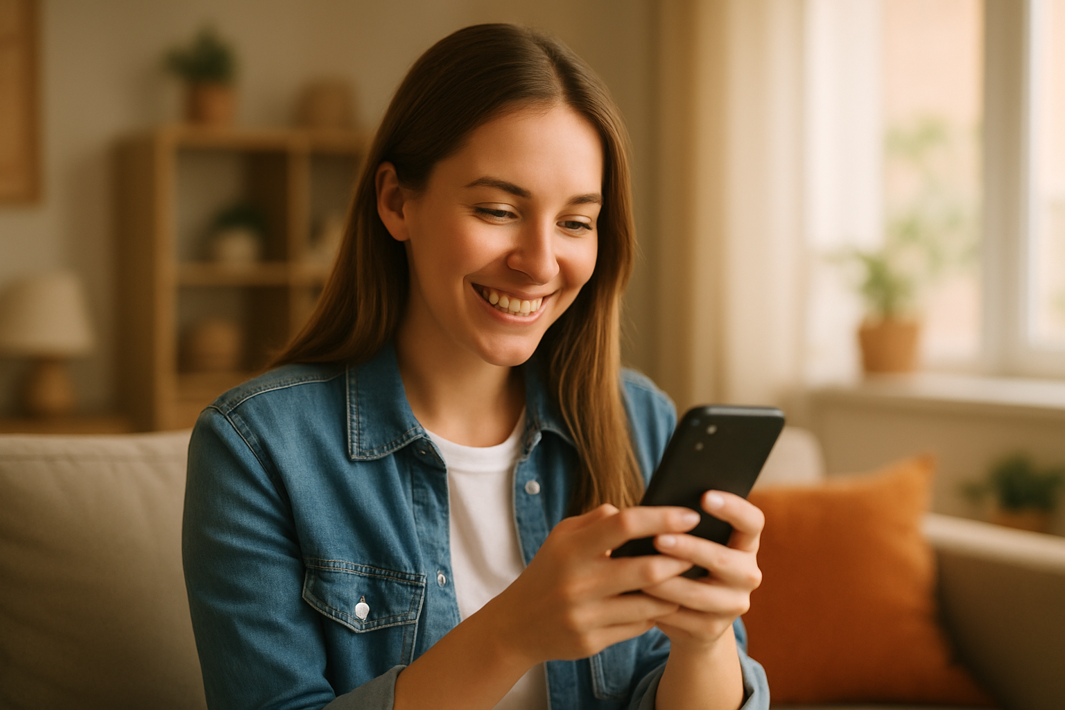 Pessoa usando celular para simular crédito
